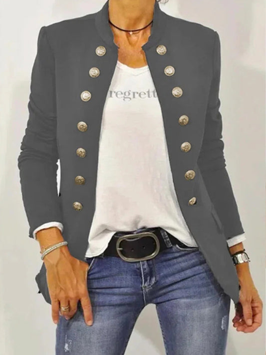 Women's Solid Color Decorated Office Jacket - Serenity Land fashion