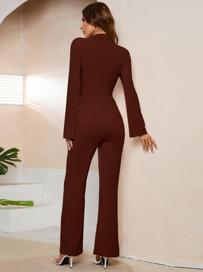 Casual Knit High Waist Straight Jumpsuit - Serenity Land fashion