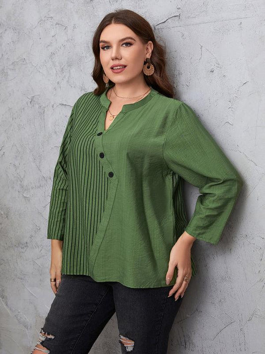 Women's round neck commuter, long sleeve top - Serenity Land fashion
