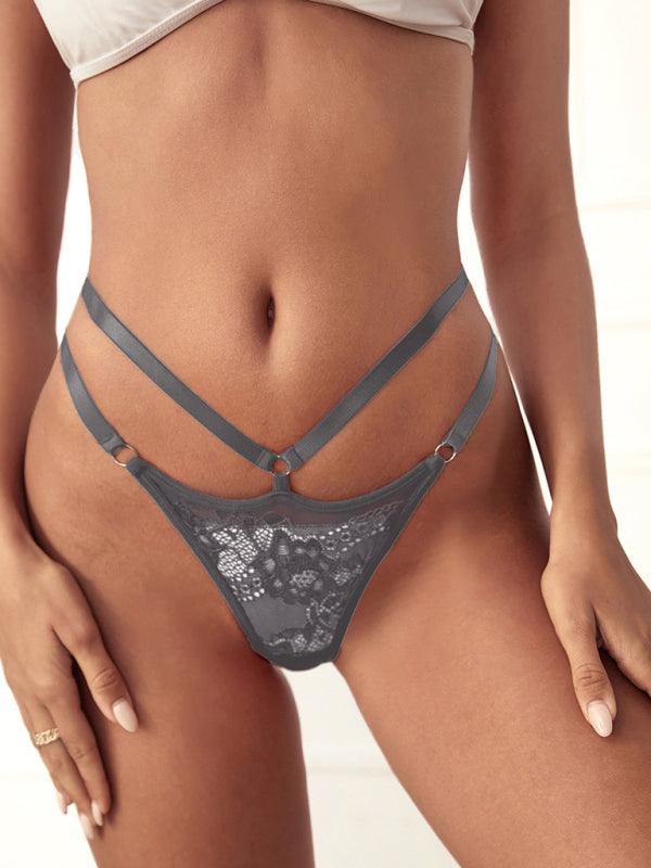 Women's solid color lace low-rise panties - Serenity Land fashion