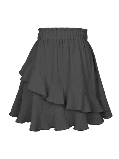 Irregular solid color ruffle skirt - Serenity Land fashion