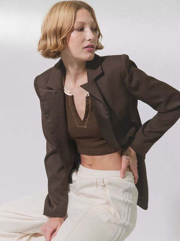 V-neckline Cropped Tee - Serenity Land fashion