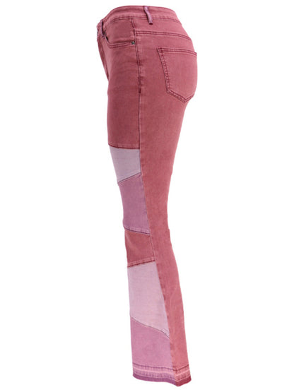 Colorblock High Waist Flared Jeans - Serenity Land fashion