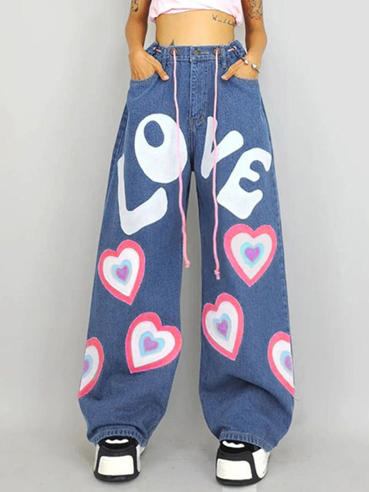 Freedom Print Jeans - Serenity Land fashion