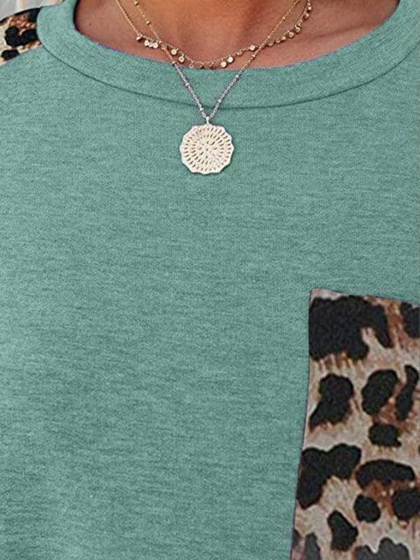 Short Sleeve With Faux Animal Print Insets Top - Serenity Land fashion