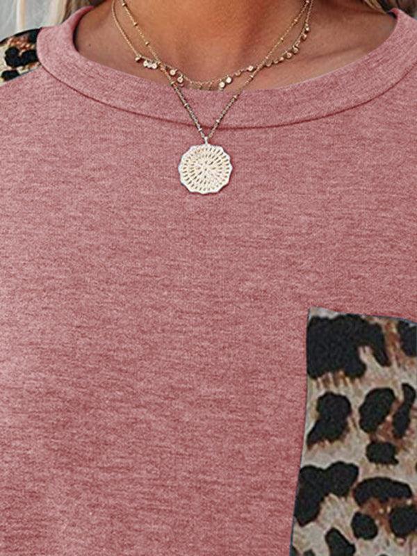Short Sleeve With Faux Animal Print Insets Top - Serenity Land fashion