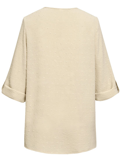 loose V-neck three-quarter sleeve top