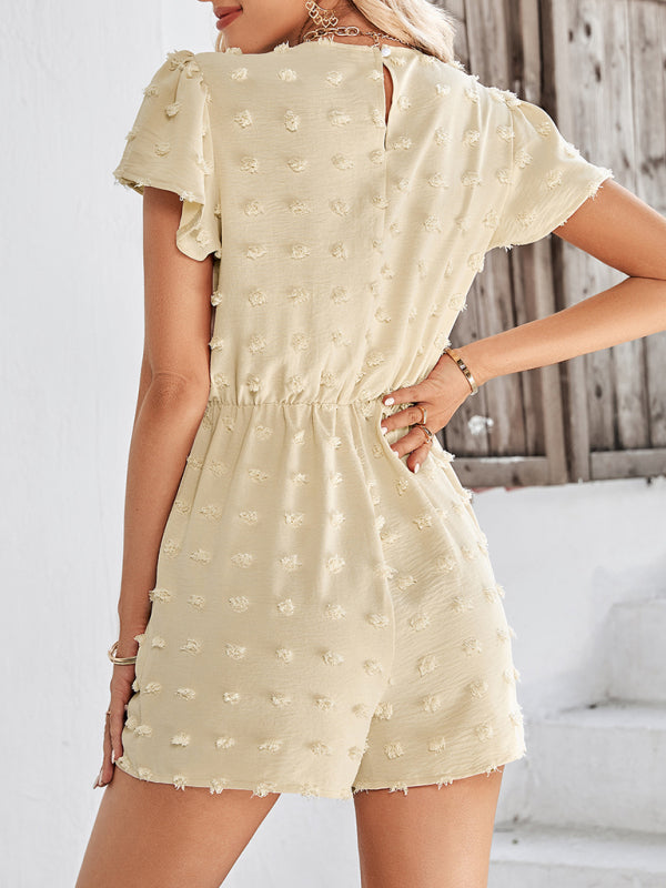 Solid Colorbl Lace Romper - Serenity Land fashion
