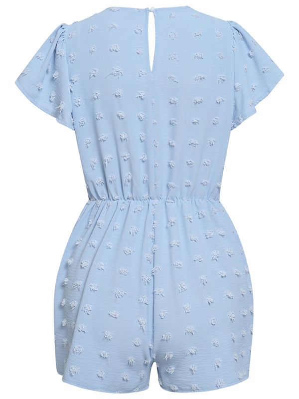 Solid Colorbl Lace Romper - Serenity Land fashion