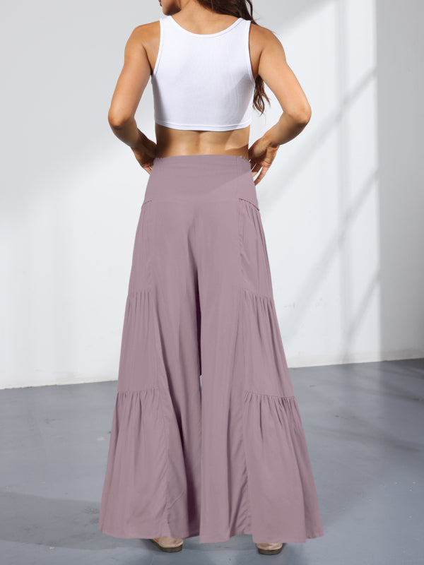 Woven strap elastic waist casual trousers - Serenity Land fashion