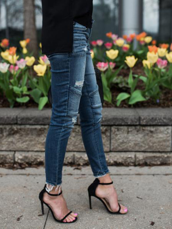 V2 Ripped Moto Skinny Jeans - Serenity Land fashion