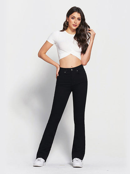 Solid Color High Waist Skinny Flare Jeans - Serenity Land fashion