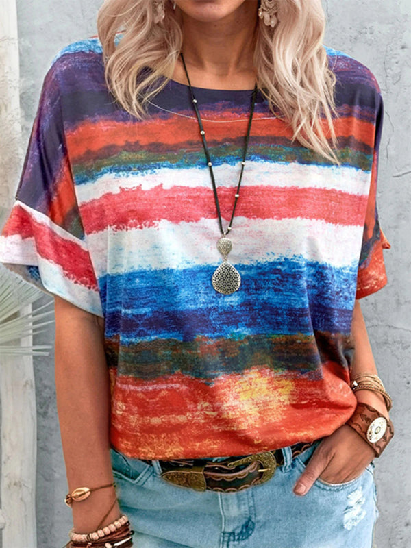 Gradient Color Short Sleeve T-shirt