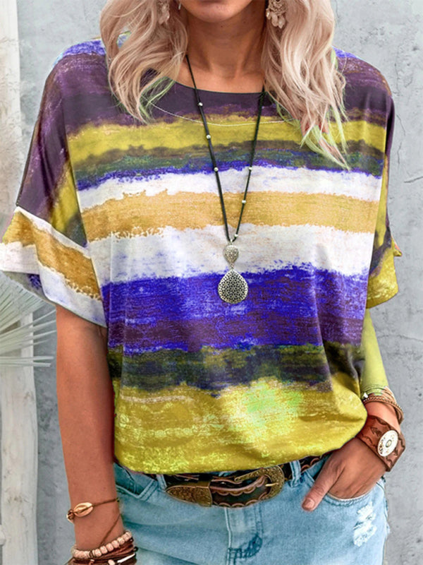 Gradient Color Short Sleeve T-shirt
