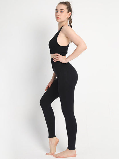 Two-piece Peach Hip Trousers & Racerback Bra Vest
