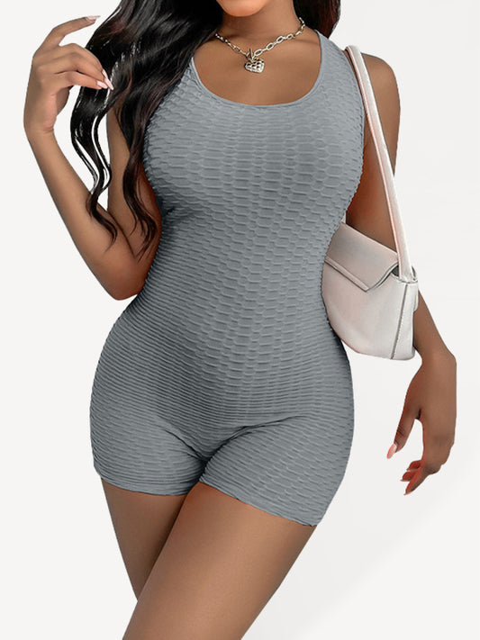 Solid Color Texture Freestyle Romper - Serenity Land fashion