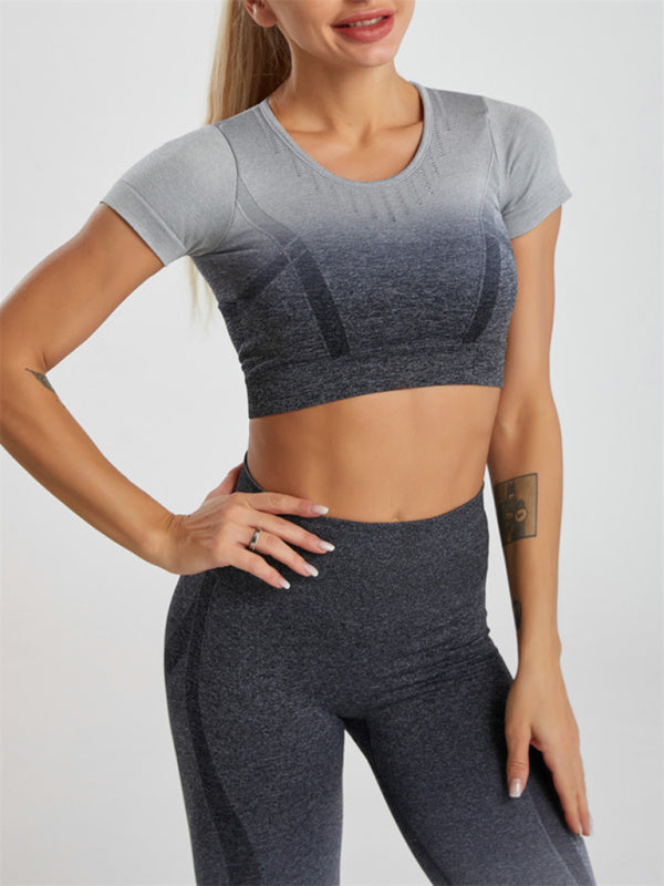 Gradient Hang Dye Seamless Two-Piece yoga set - Serenity Land fashion